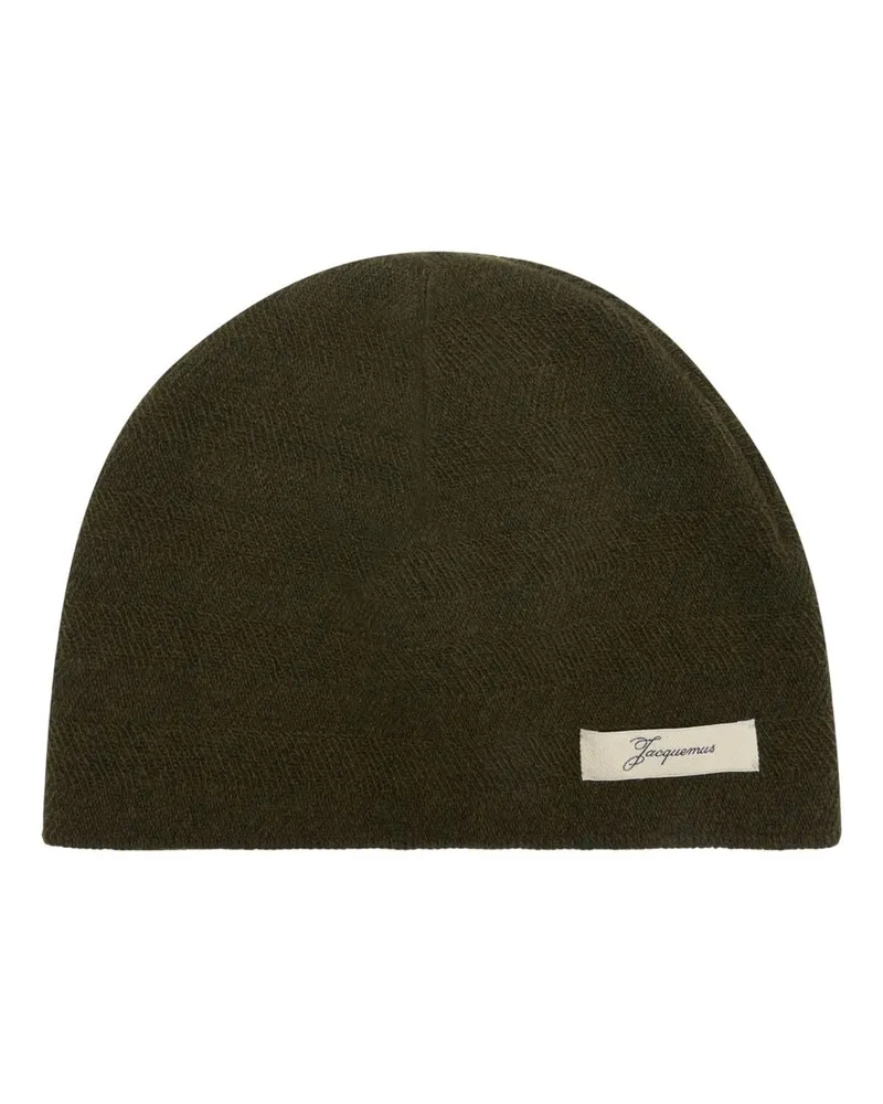 Jacquemus Women's The Chevron Beanie -  Wool Khaki Accessories Hats Khaki