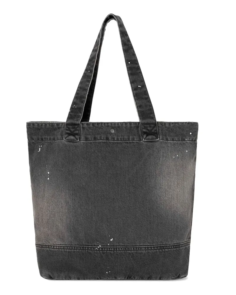 Carhartt WIP Men's Tote Bag Denim Destroy Wash Black Wash, Splatter Cotton Smith Shoulder 'smith Black