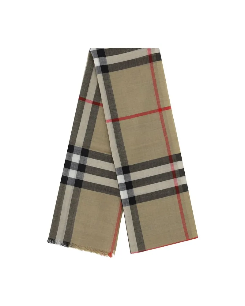 Burberry Women's Beige Wool Oves Aries Scarf Beige