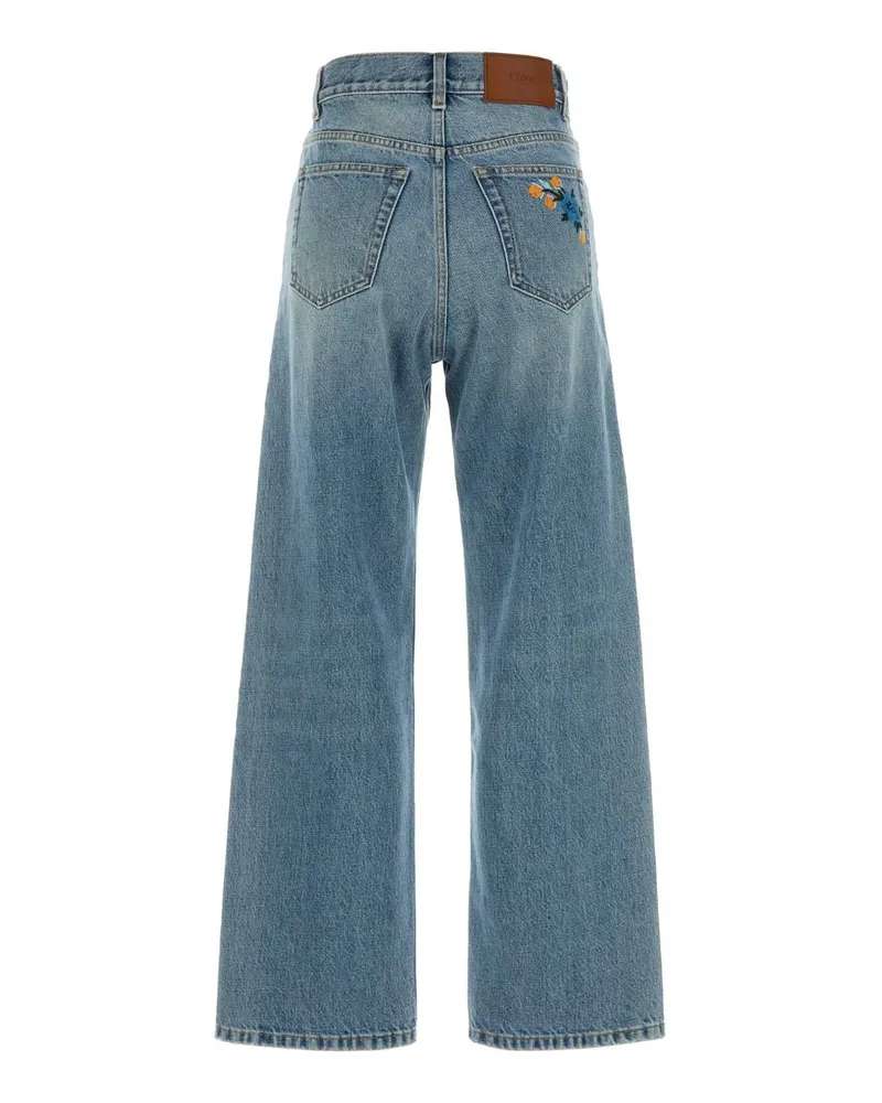 Chloé Wide-Leg Cotton Jeans — Blue Blue