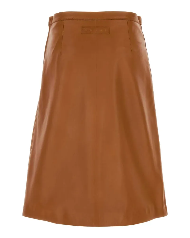 Marni Women's Caramel Leather Skirt Rust Gonne Brown