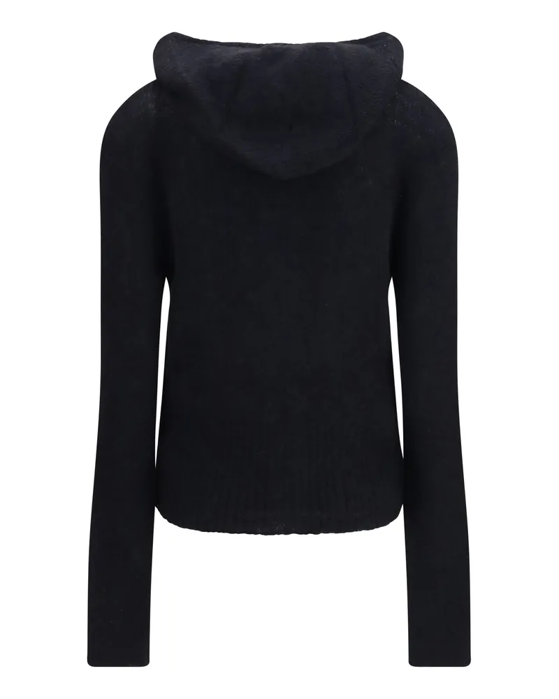 Our Legacy Women's Alpaca-Blend Zip-Up Hoodie Black Fuzzy Sweatshirts Sweater Black