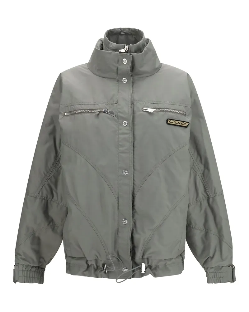 ATTICO Women's Bomber Jacket High-Neck Grey Cotton Gray