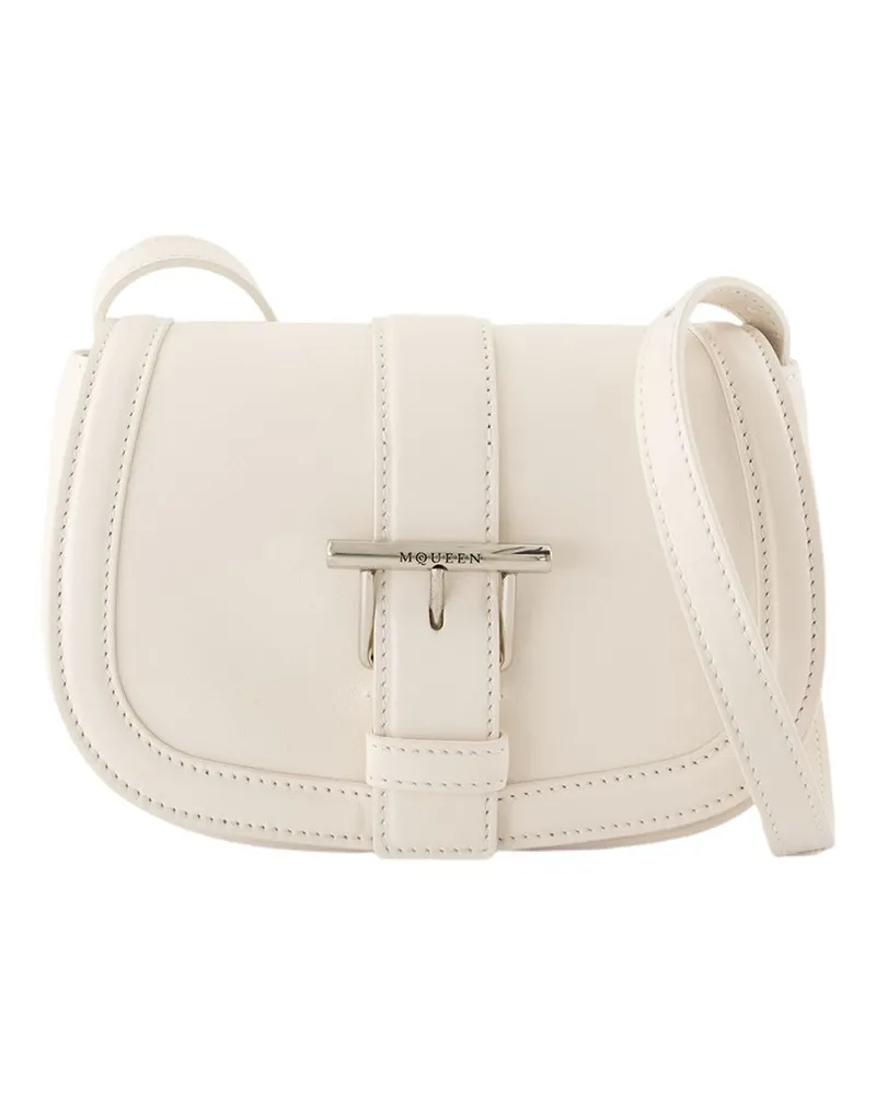 Alexander McQueen Women's T-Bar Satchel Mini Purse -  Leather White Calfskin Bags Handbags-Purses White