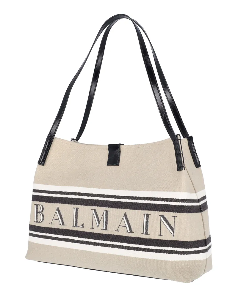 Balmain Women's Bags White Cotton Beige