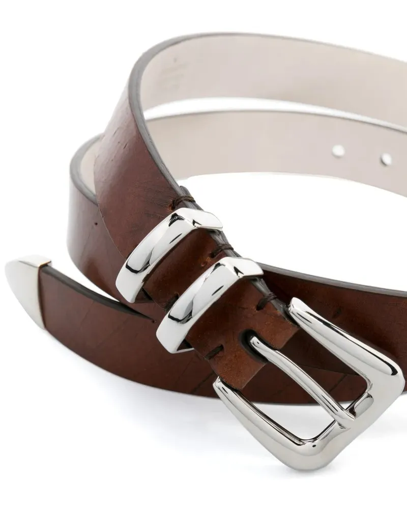 Brunello Cucinelli Mens Cognac Leather Belt Accessory Brown & Slg Brown