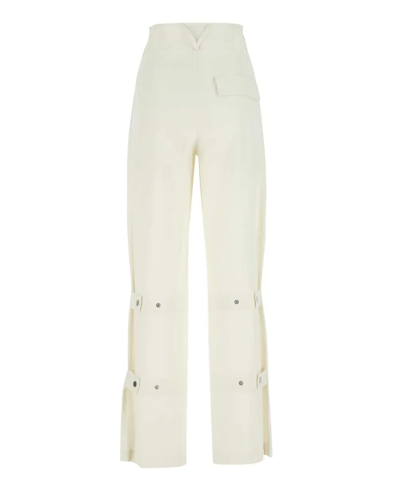 Bottega Veneta Women's Ivory Cotton Wide-Leg Pant 2945 Exterior: Pantaloni Trousers White