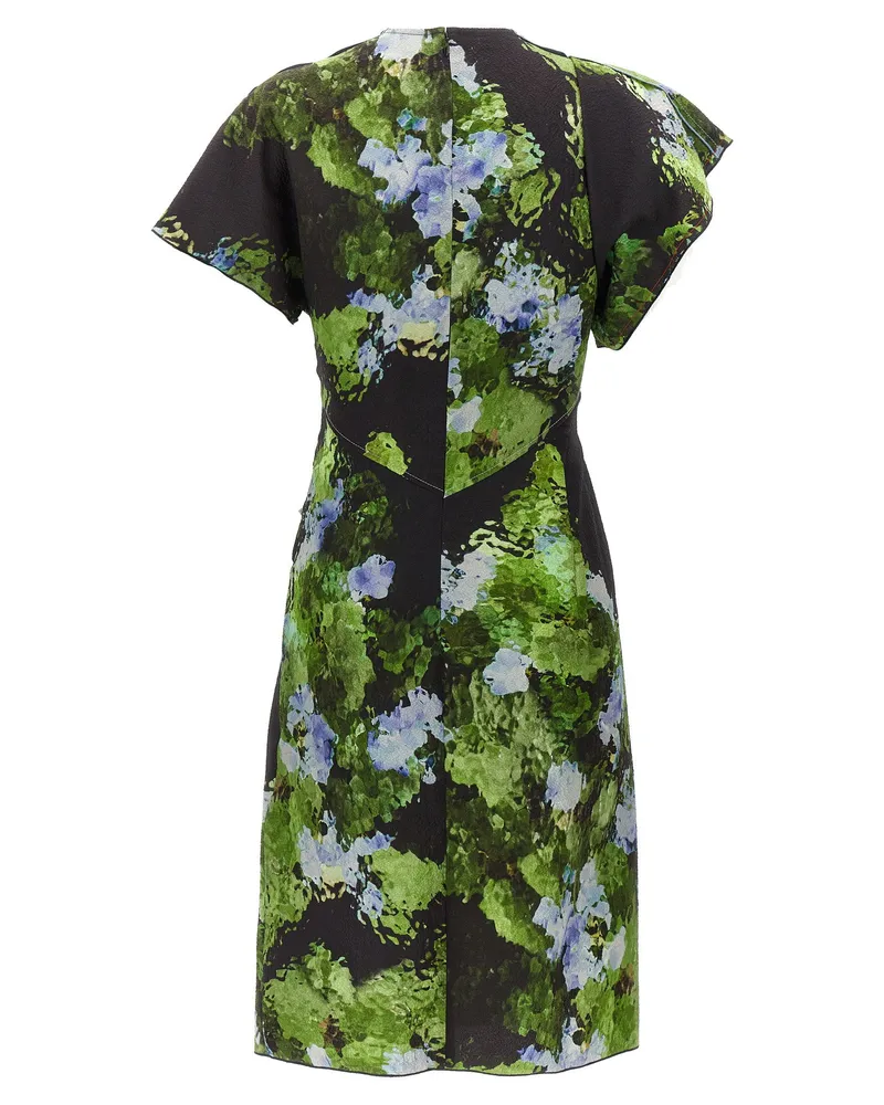 Victoria Beckham Floral-Printed Cotton Blend Dress — Black Black
