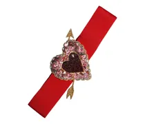 Heart Embellished Wide Waist Belt — Red