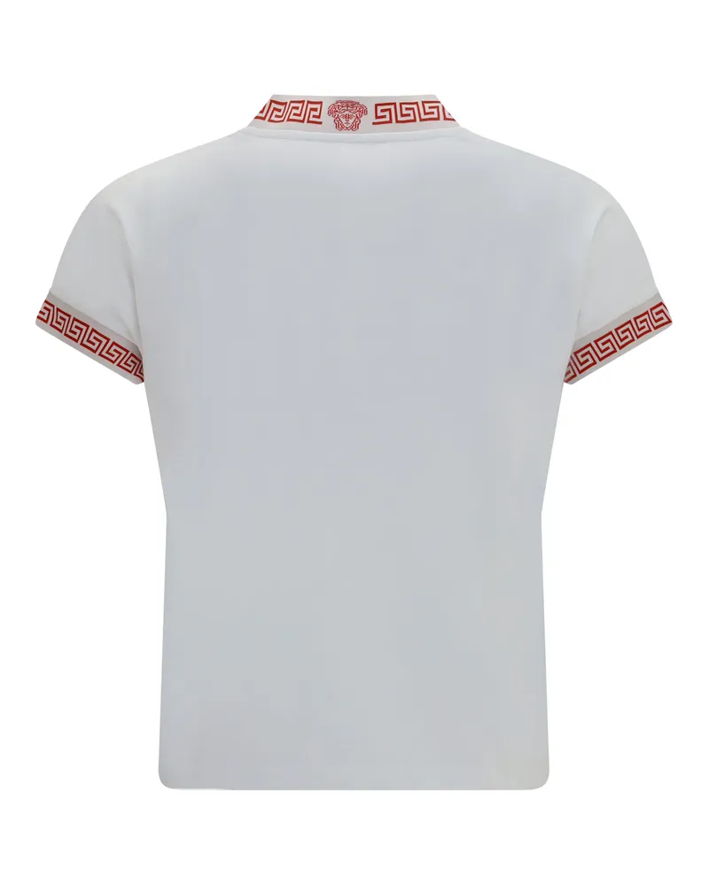 Versace Women's T-Shirt Greca V-Neck Optical White Cotton T-Shirts & Jerseys White