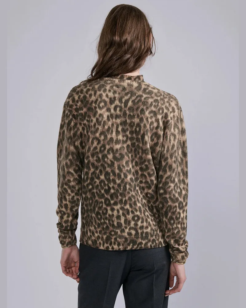 Barbara Bui Leopard-Print Cardigan Vest — Tan Tan