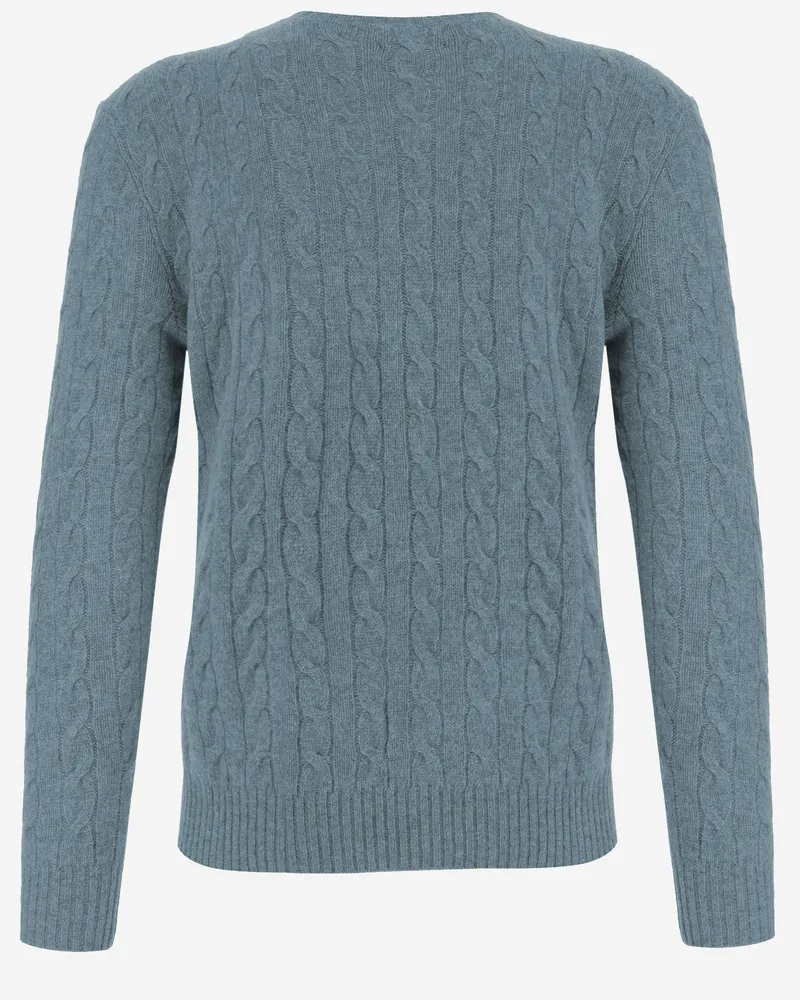 Ralph Lauren Cable-Knit Wool-Cashmere Sweater — Gray Gray