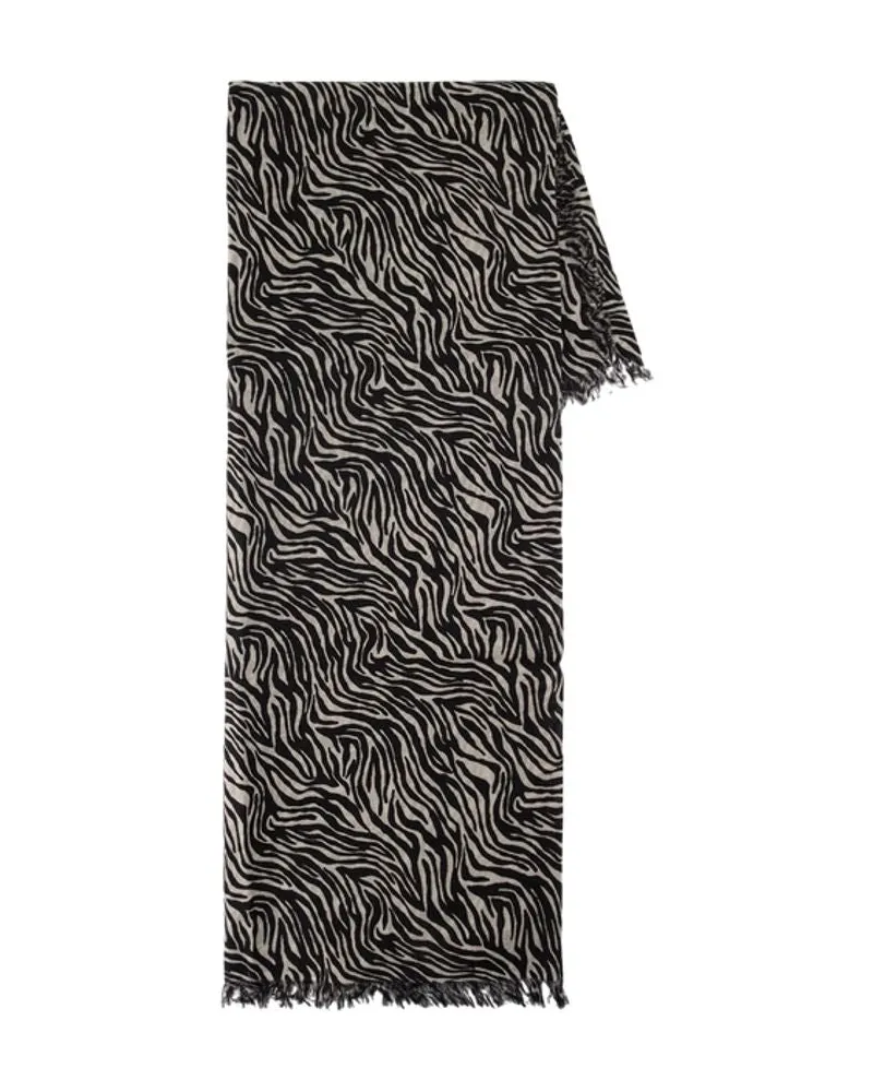 Isabel Marant Zebra-Jacquard Wool Scarf — Black Black