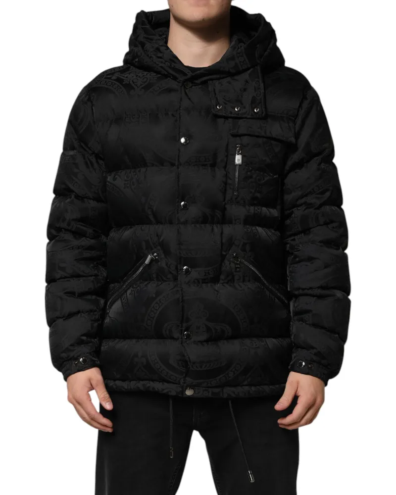 Dolce & Gabbana Jacquard Quilted Puffer Down Jacket — Black Black