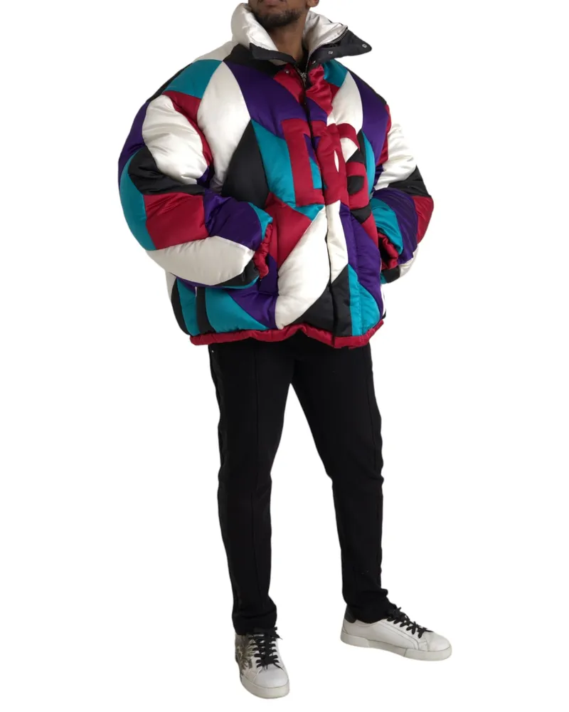 Dolce & Gabbana Men's Multicolor Logo Windbreaker Puffer Jacket Clothing Multicolor