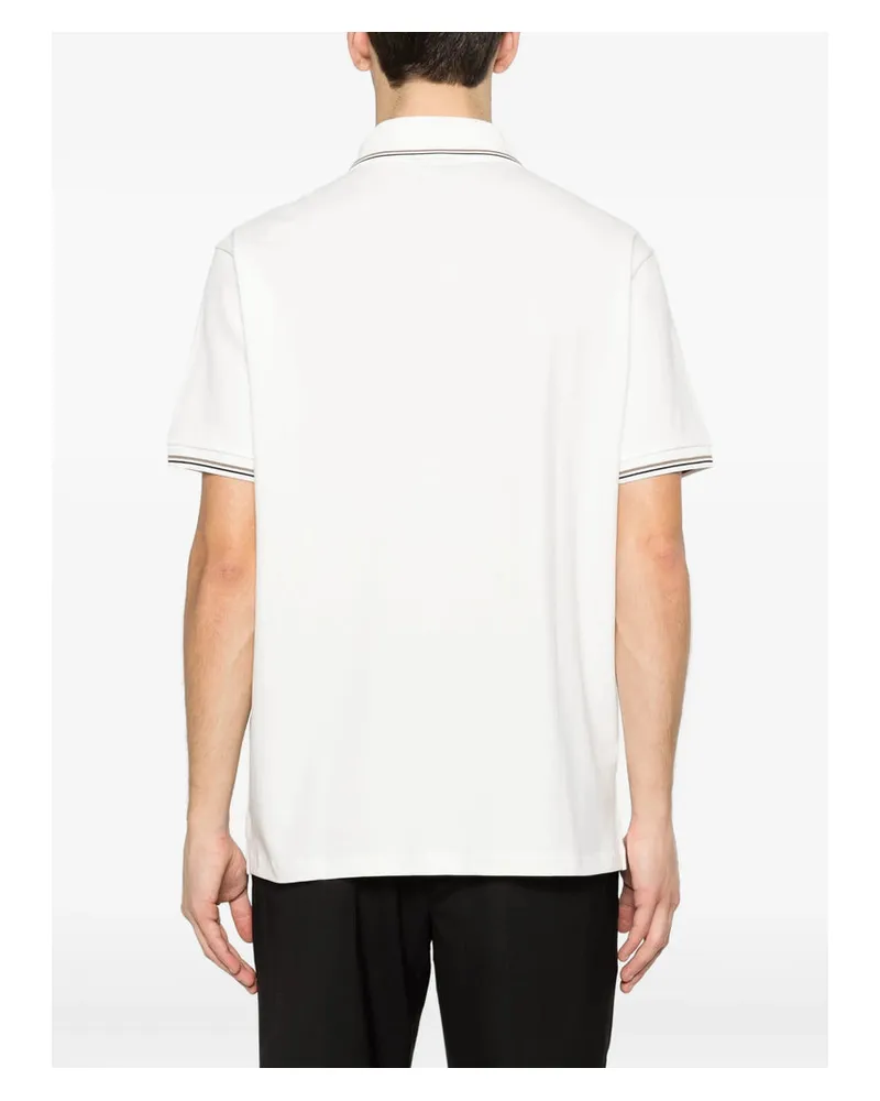 Emporio Armani Striped-Trim Short Sleeve Polo — White White