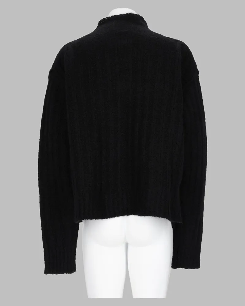 Rick Owens Cashmere-Silk Turtleneck Sweater — Black Black