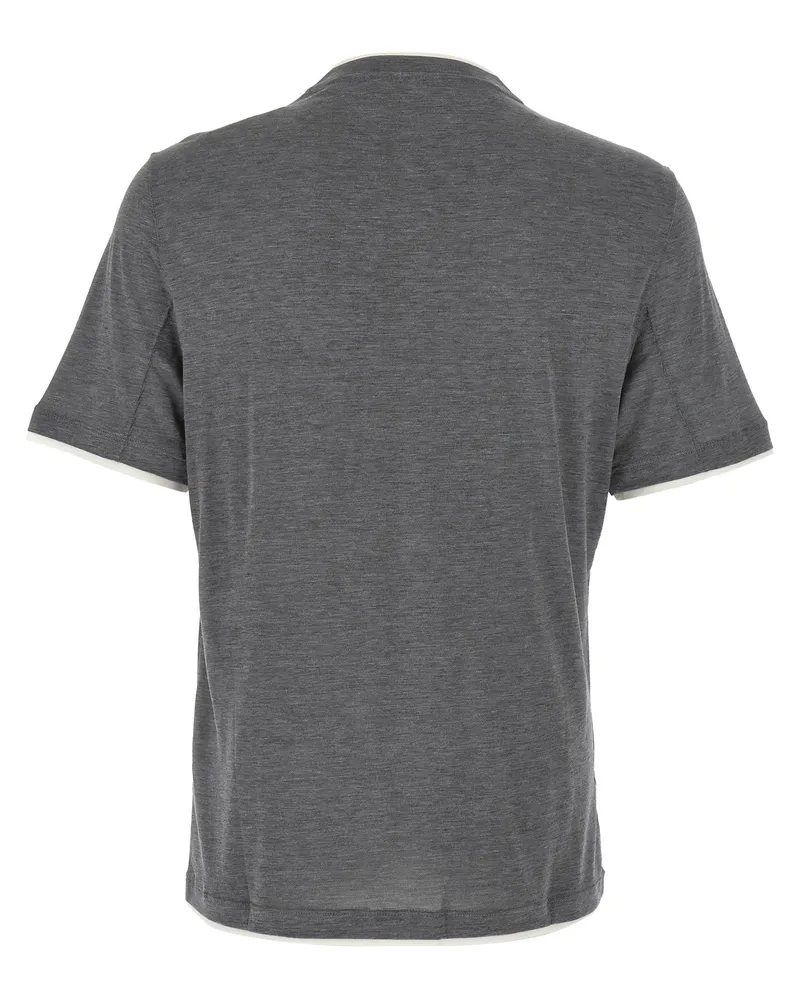 Brunello Cucinelli Men's Gray Silk T-Shirt Gray