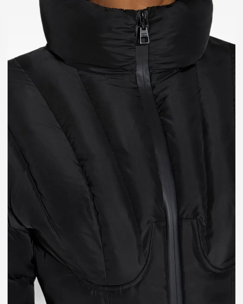 Elisabetta Franchi Quilted Bustier-Inspired Down Jacket — Black Black