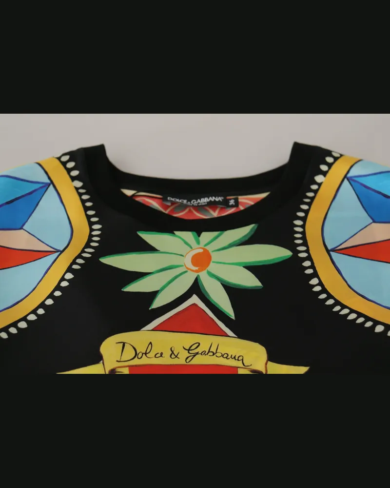 Dolce & Gabbana Soldier Carretto Silk T-Shirt — Multicolor Multicolor