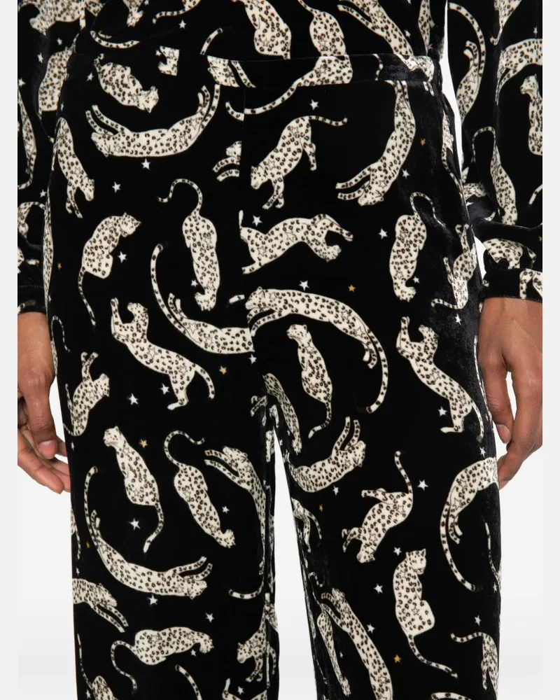 forte_forte Printed Velvet Trousers — Black Black