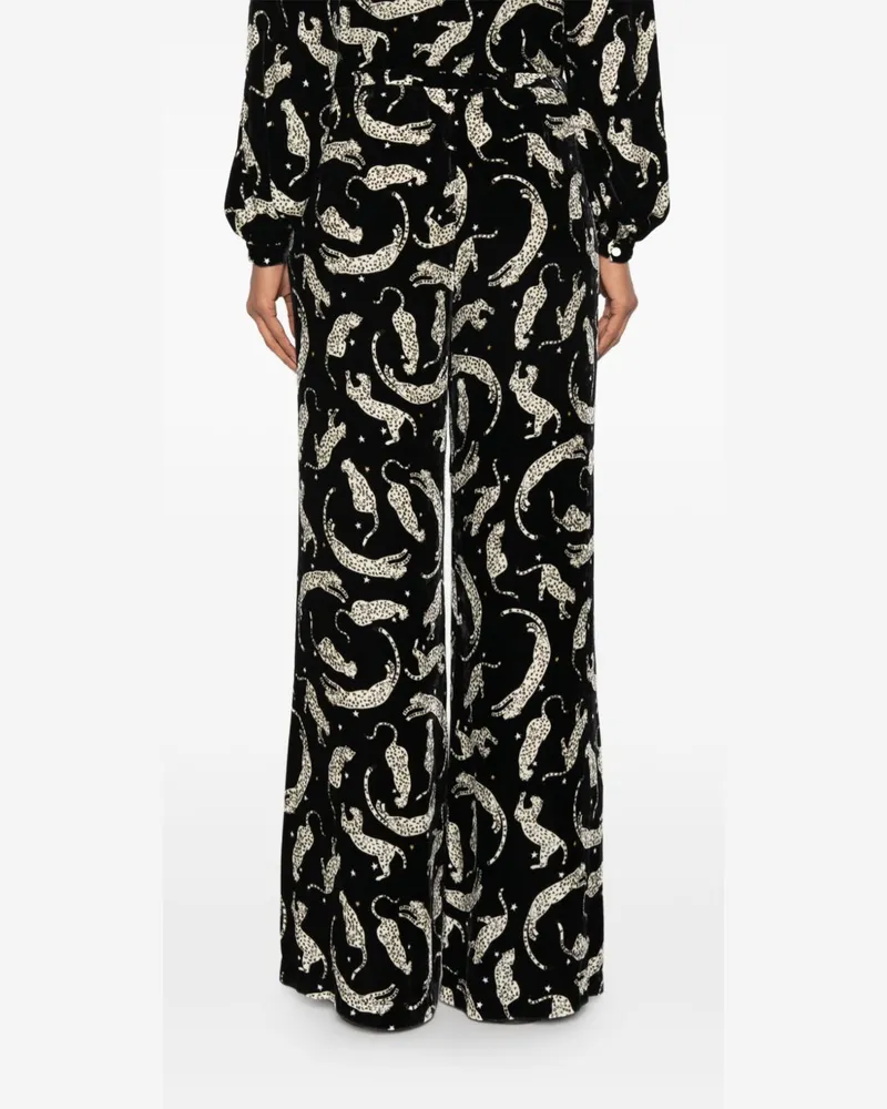 forte_forte Printed Velvet Trousers — Black Black
