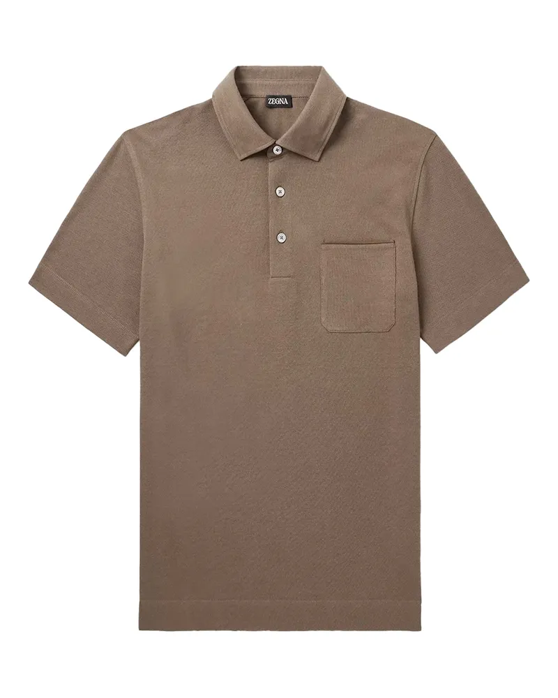 Ermenegildo Zegna Cotton-Piqué Polo Shirt — Brown Brown
