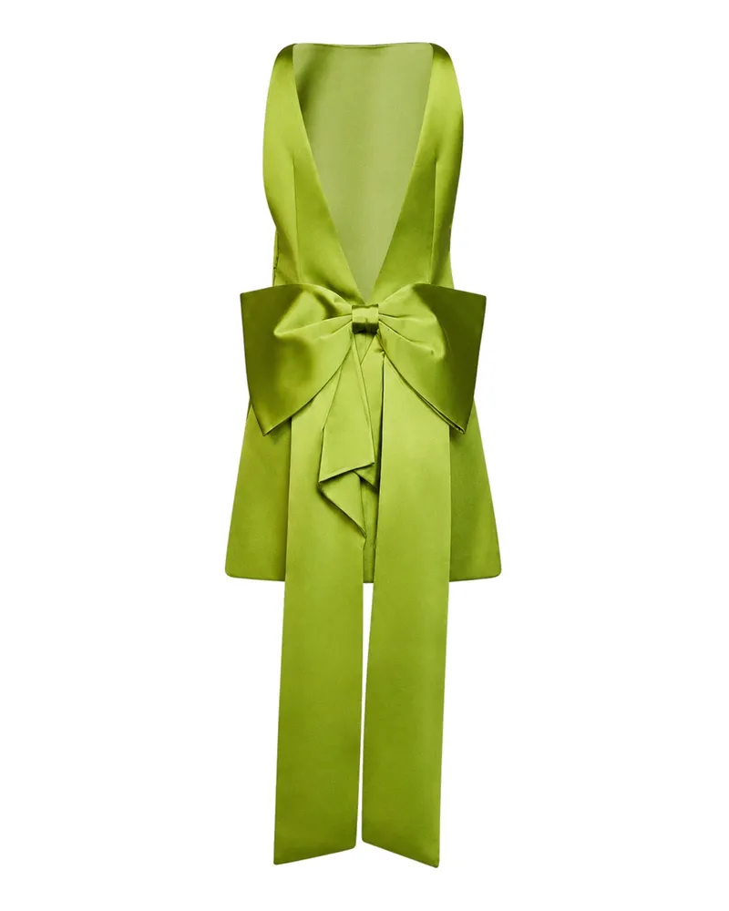 Self-Portrait Women's Mini Dress A-Line Green Satin Polyester Green
