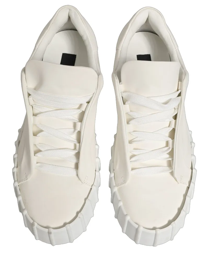 Dolce & Gabbana Men's White Leather Low Top Lace Up Sneakers Shoes White