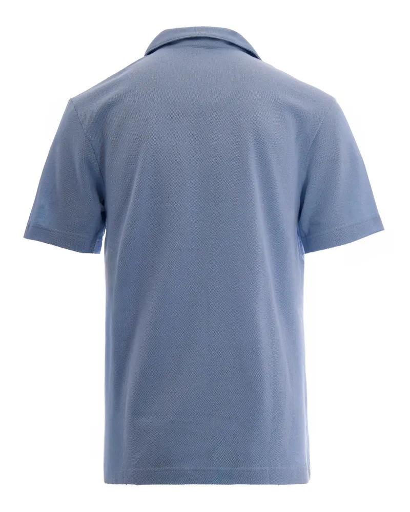 Lacoste Men's Polo Shirt Classica Chambray Blue Cotton Linen T-shirts And Polos Blue