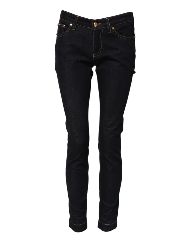 Dolce & Gabbana Women Blue Cotton Pretty Lowwaist Skinny Denim Jeans Polyetyren Elastane Clothing Blue