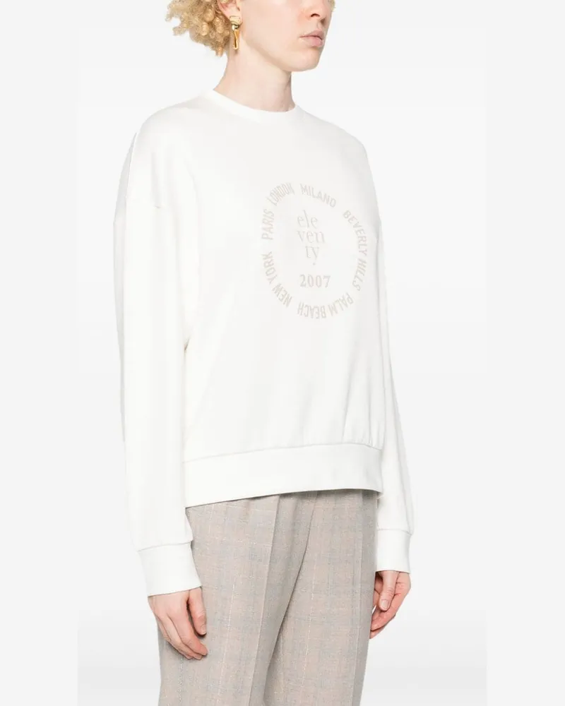 Eleventy Women's Logo-Print Cotton Sweatshirt White Ss24 W White