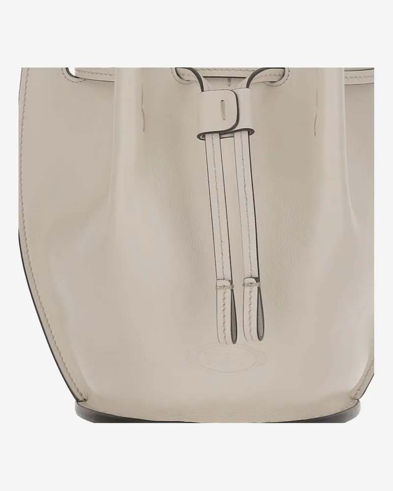 TOD'S Women's Small Leather Bucket Bag White Calfskin Shoulder White