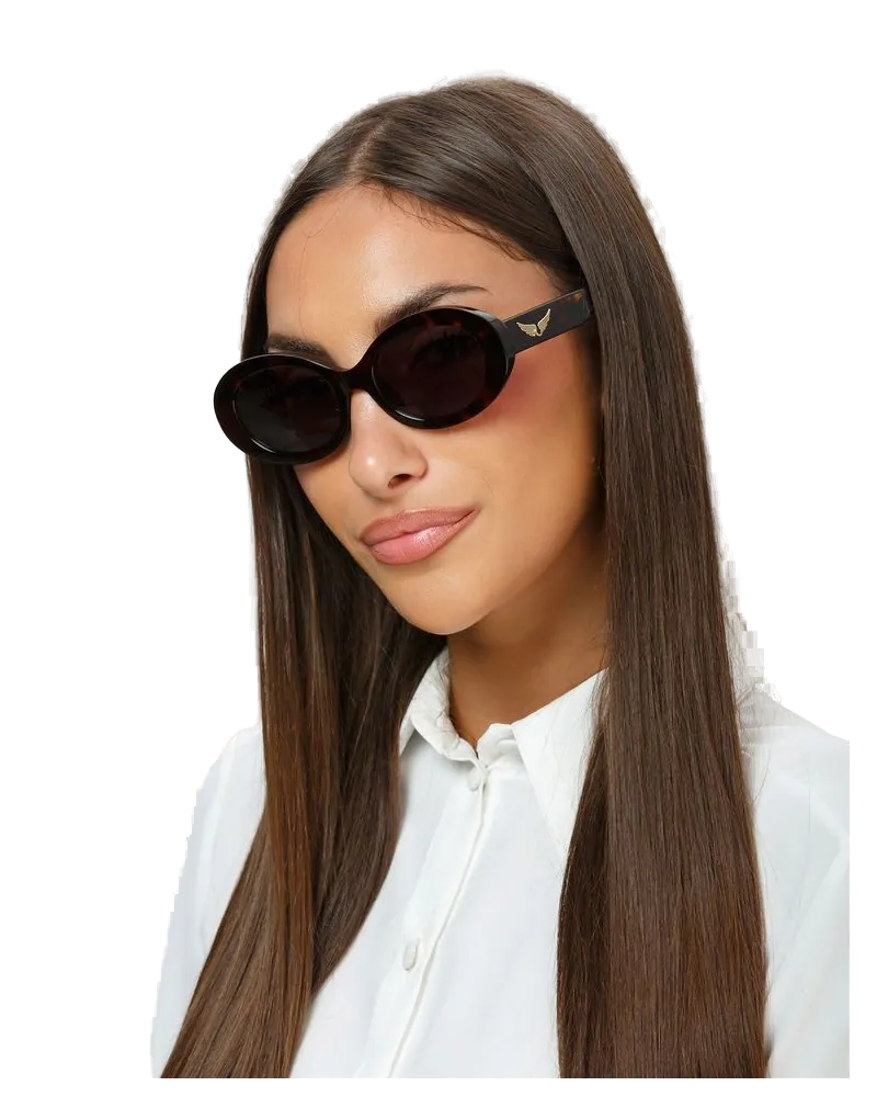 Zadig & Voltaire Women's Sunglasses Dark Glossy Havana Acetate Eyewear Brown