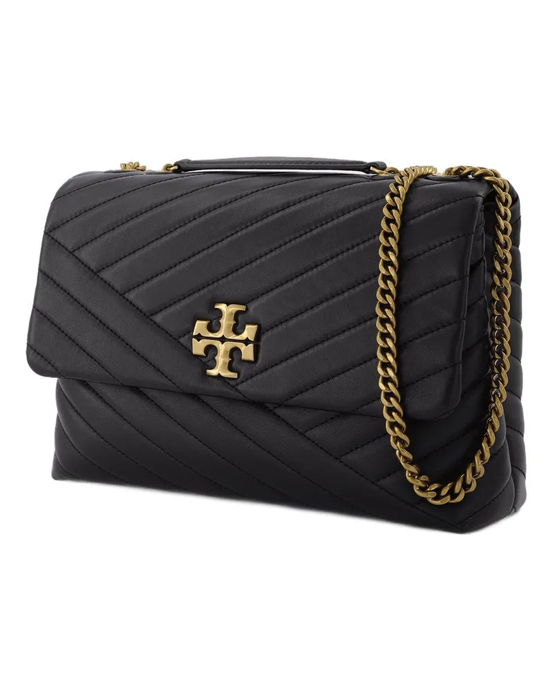 Tory Burch Women's Kira Chevron Shoulder Bag Black Lambskin Black