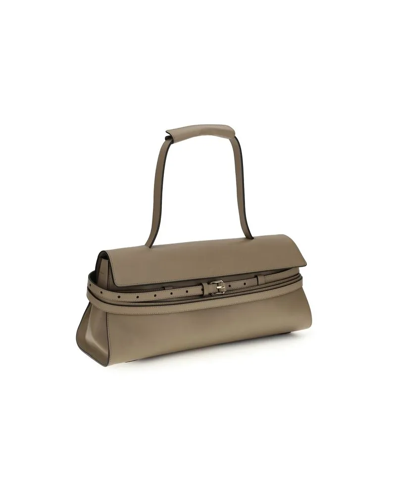 Moschino Women's Beige Calf Leather Bos Taurus Shoulder Bag Beige