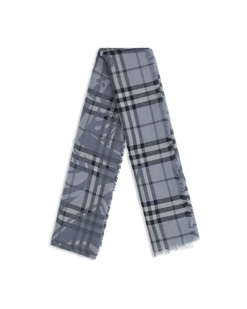 Burberry Women's Blue Wool Oves Aries Foulard Accessory Blue