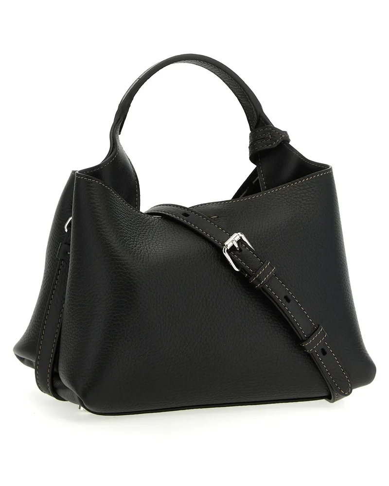 TOD'S Micro Grainy Leather Shoulder Bag — Black Black