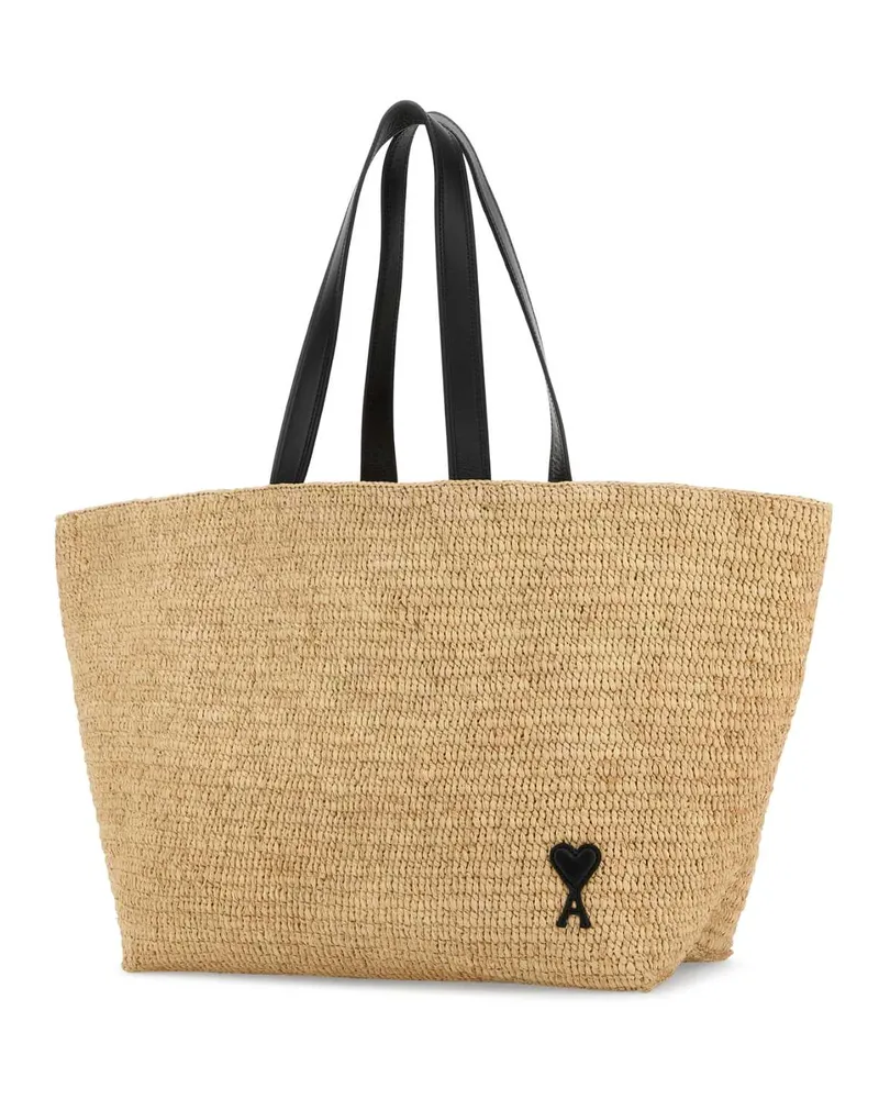 AMI Paris Coeur Raffia Tote Bag — Beige Beige