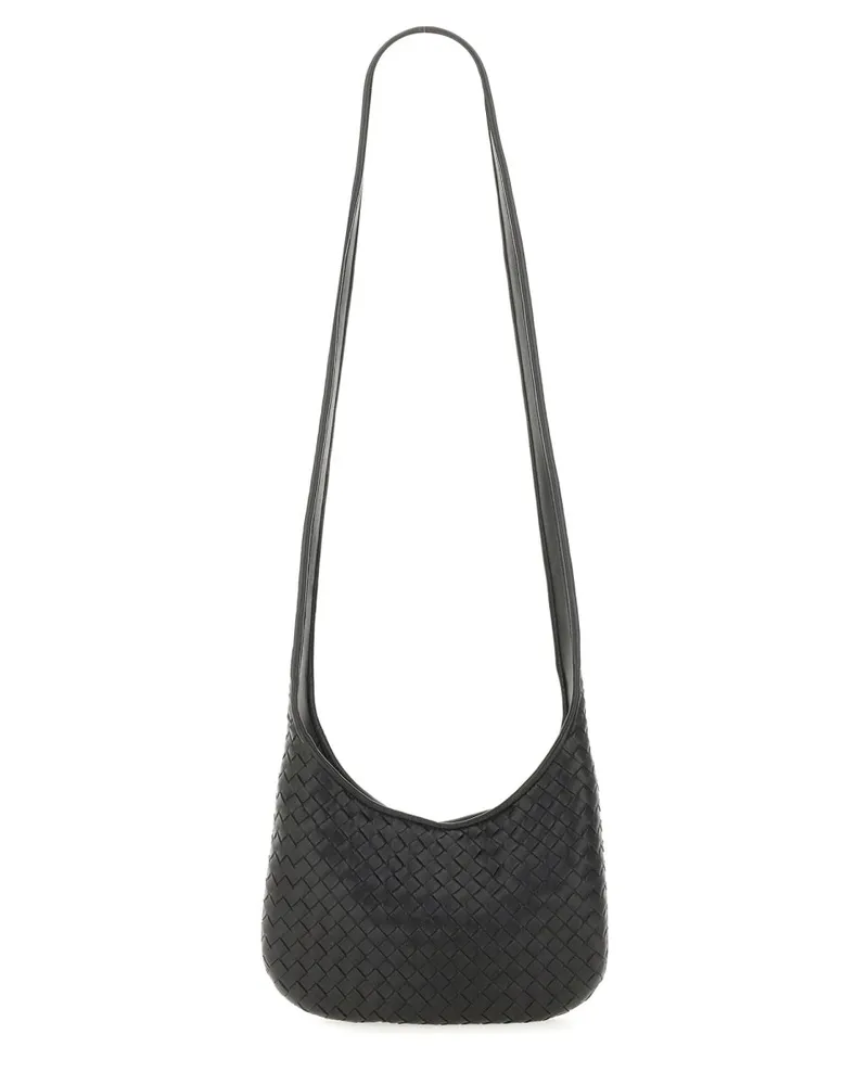 Bottega Veneta Unisex Leather Shoulder Bag Veneto Black Black