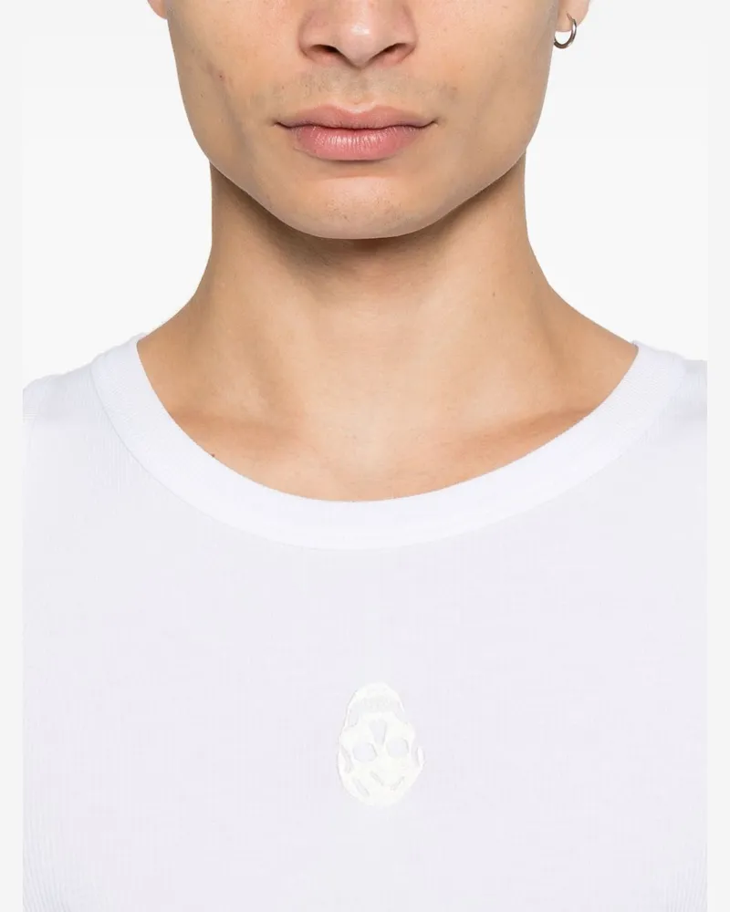 Alexander McQueen Skull-Embroidered Tank Top — White White