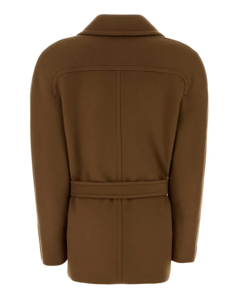 Stella McCartney Women's Biscuit Wool Coat Toffee Cupro Cappotti Brown