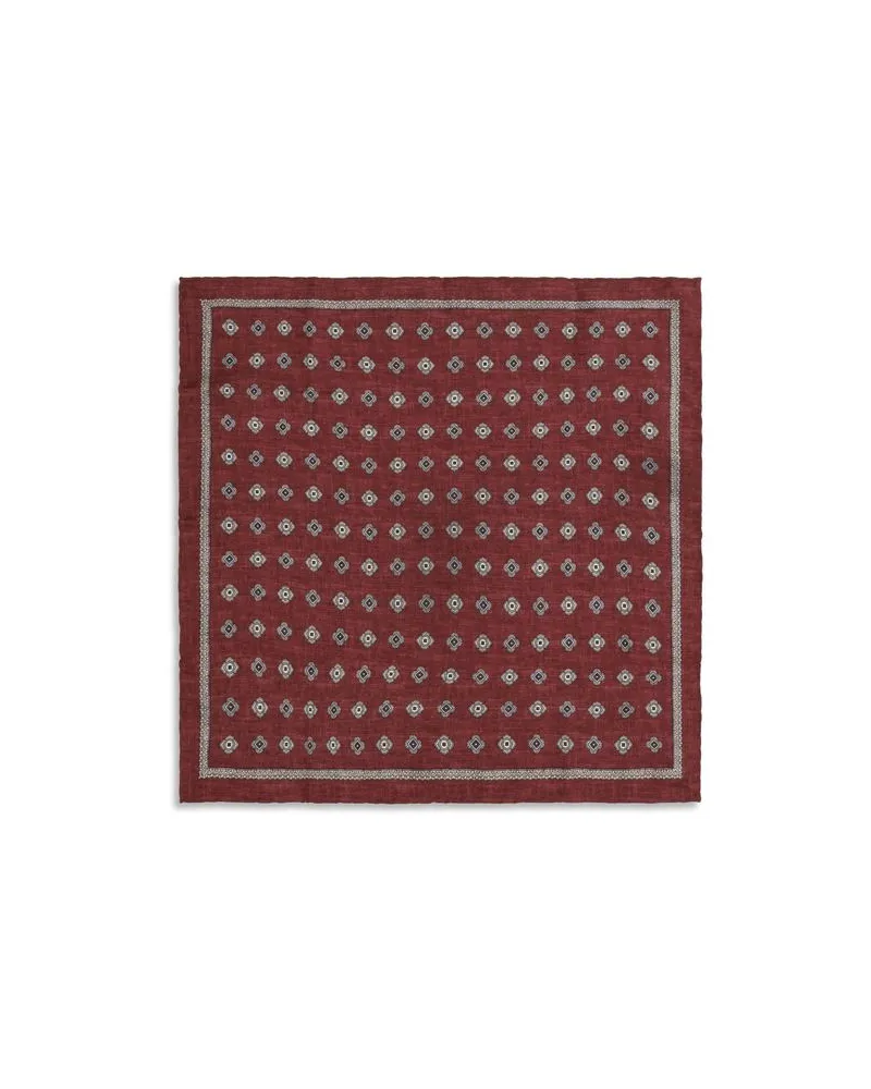 Brunello Cucinelli Jacquard Silk Pocket Square — Red Red