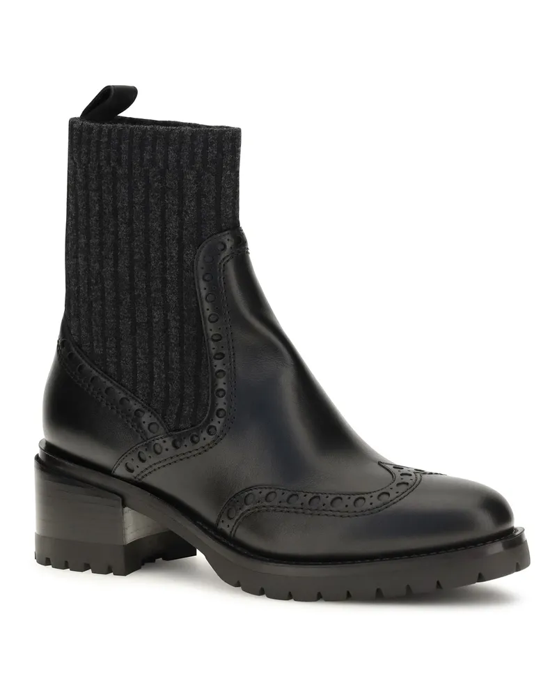 Santoni Women's Calfskin Ankle Boots Ferret Black Upper With Fabric 