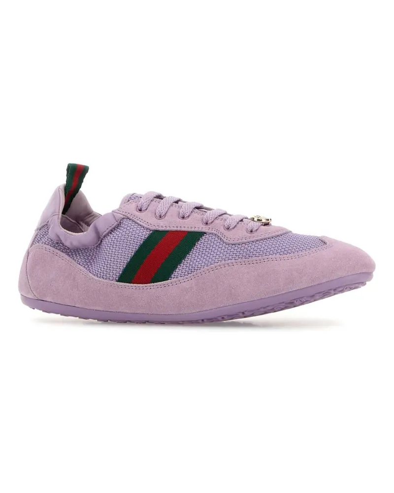 Gucci Women's Lilac Fabric And Suede  Shift Sneakers Rgrgrgvrvrgrgv Calf Skin Purple