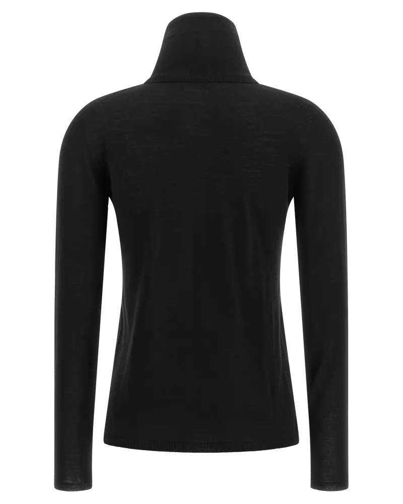 Max Mara Virgin Wool Turtleneck Sweater — Black Black