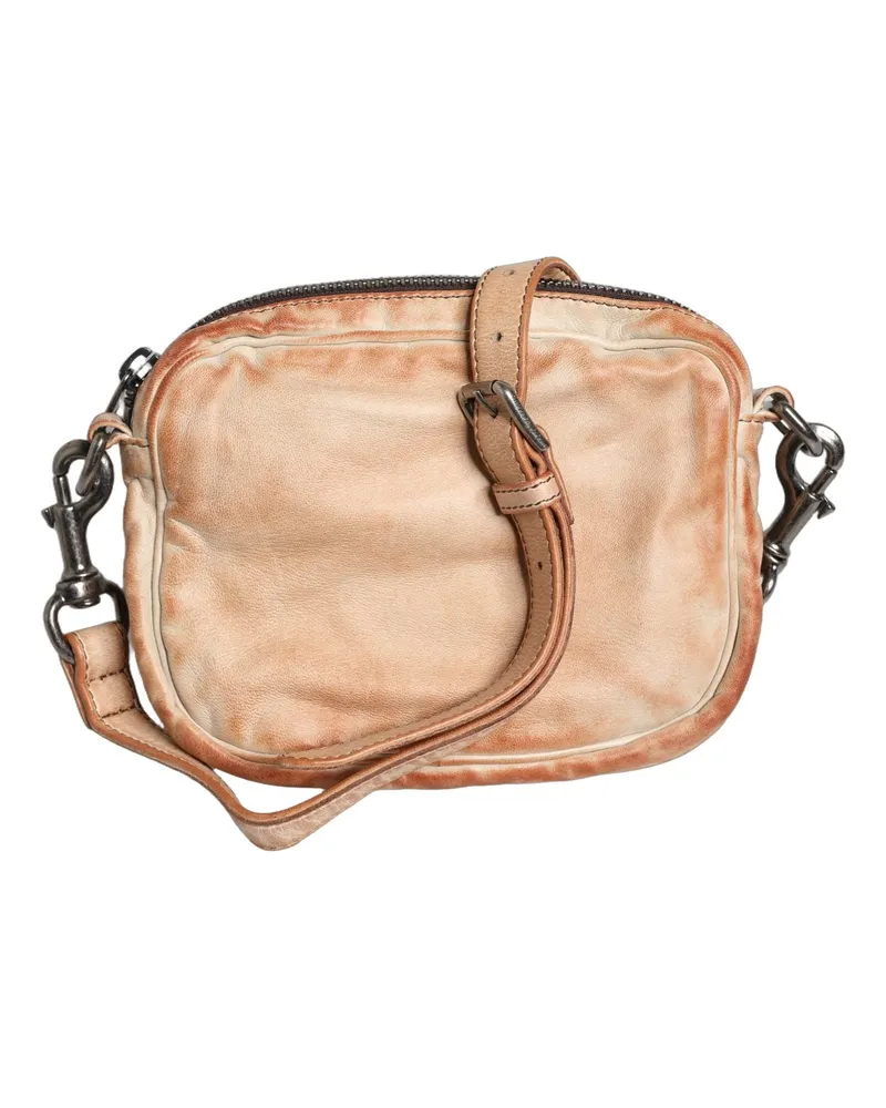 Dolce & Gabbana Men's Vintage Leather Logo Plaque Crossbody Bag Beige Sheep Beige