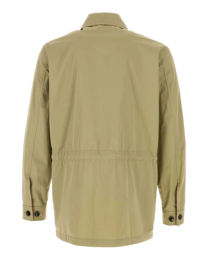 Burberry Men's Sage Green Cotton Bradmore Overcoat Sparrowbeige Exterior: Giubbini Jacket Beige