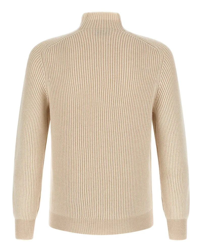 Brunello Cucinelli Ribbed Cashmere Sweater — Beige Beige
