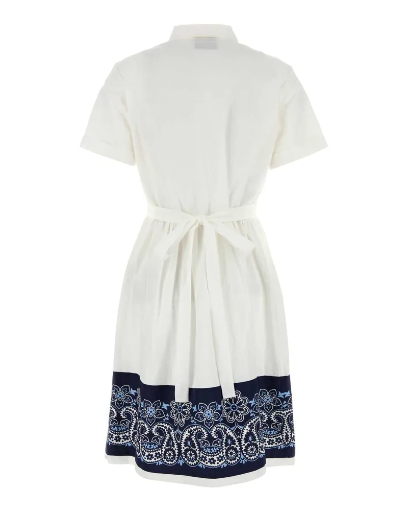 Miu Miu Women's White Cotton Blend Shirt Dress Biancoblu Coli-Trochusniloticus Abiti White